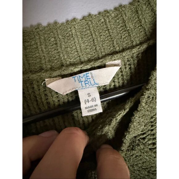 Time and Tru Women's Mixed Stitch Crewneck Green Sweater Size Small - Picture 4 of 5